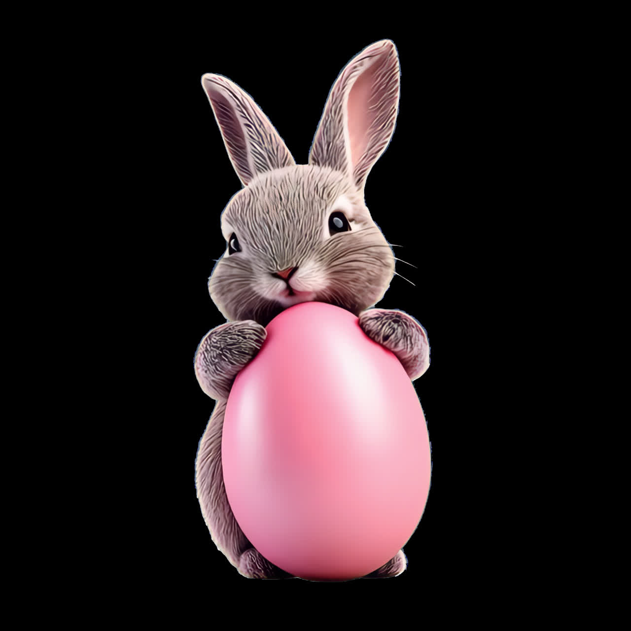 Niedlicher Hase mit Animation eines rosafarbenen Eis als isolierte Ressource, transparentes 4K-Video, Alpha-Kanal, ProRes 4444