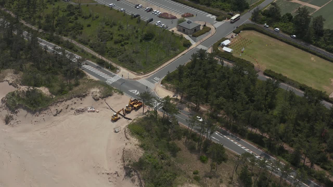 carretera costera de tottori a lo largo del mar de japón, vista aérea