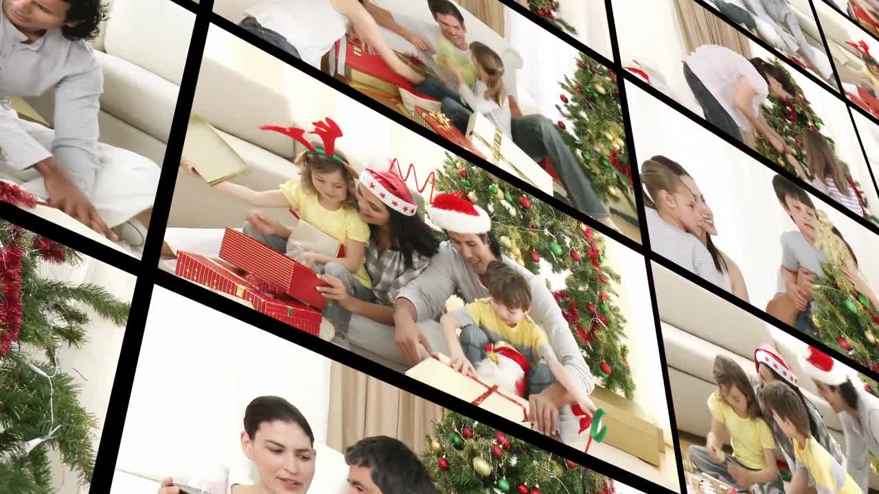 Young family enjoying Christmas