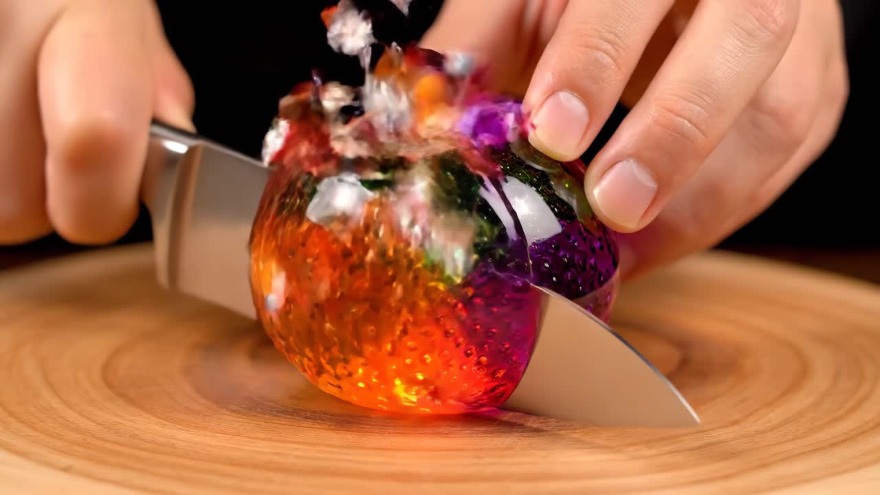 Rainbow Jelly Being Cut