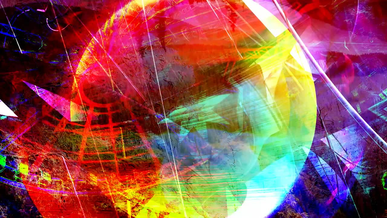 esfera colorida y formas dentadas giratorias abstractas - animación de fondo de movimiento de bucle sin costuras de 4k