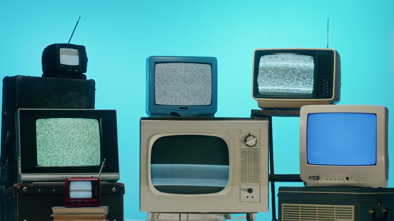 A collection of vintage televisions