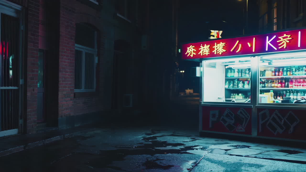 야간 거리 상점