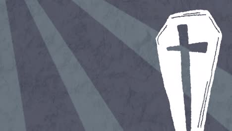 Animation-of-grave-on-grey-stripes-background