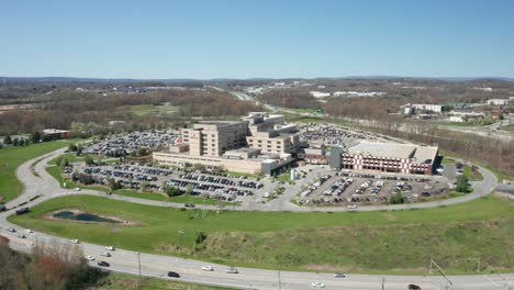 4k-aerial-drone-footage-of-the-Garnet-Health-medical-hospital-in-Hudson-Valley-Middletown-New-York