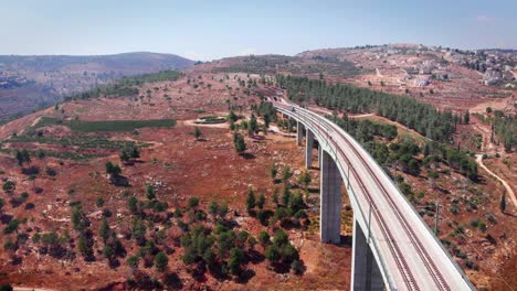 high-speed rail bridge over mountainous terrain