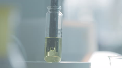 laboratory experiment with liquid in test tube