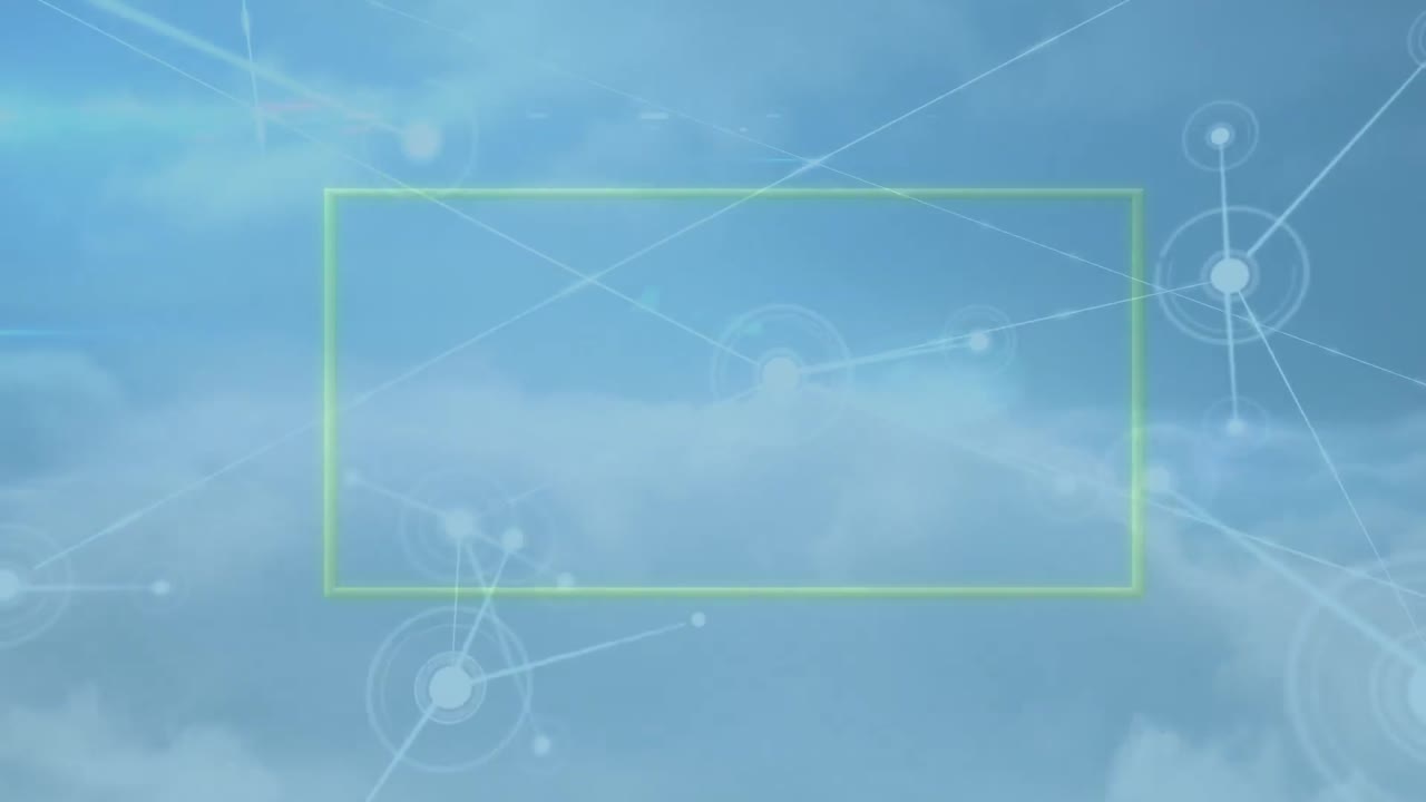 연결과 클라우드의 네트워크를 통해 녹색 프레임의 애니메이션