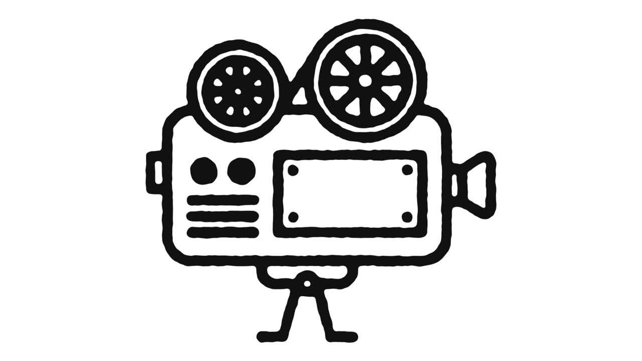 Movie Camera Icon Animation Footage & Alpha Channel