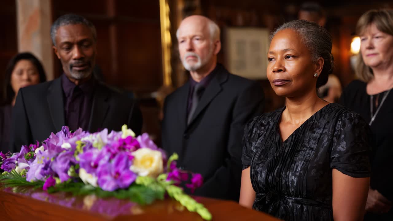 A Moment of Reflection: Attendees Gather at a Funeral to Offer Respect and Mourning for a Loved One, as Emotions Run High Among Family and Friends during the Heartfelt Ceremony