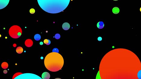 4k loop seamless abstract background with beautiful multi-colored drops in 2d flat style smoothly move like paint bubbles in liquid. luma matte as alpha channel.