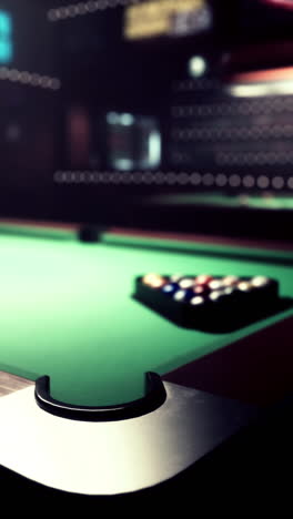 closeup of a pool table in a bar