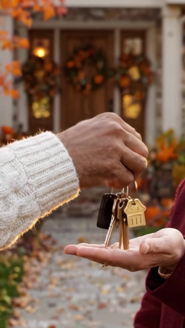 Benvenuto autunno: una scena accogliente con foglie vivaci e ingressi decorativi in un'ambientazione autunnale.