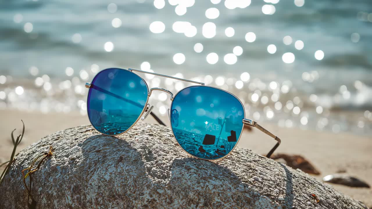 Sunglasses on a Rock at the Beach