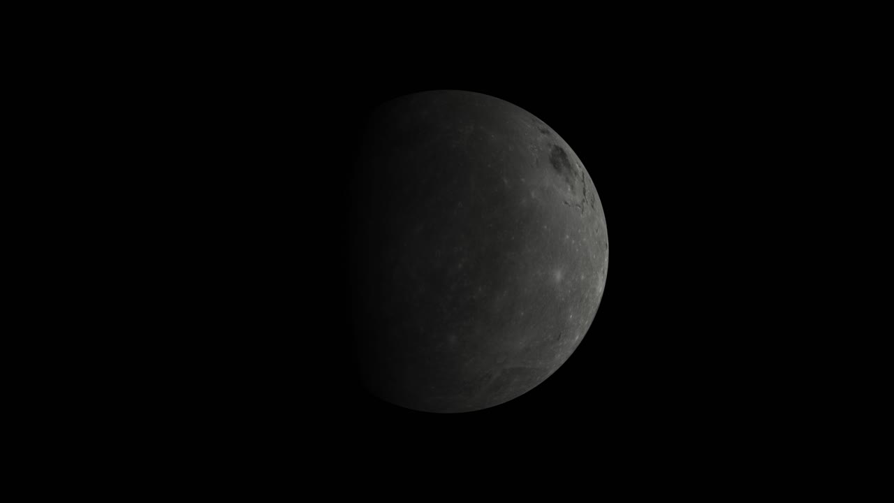 The moon in space rotating realistic 3d animation