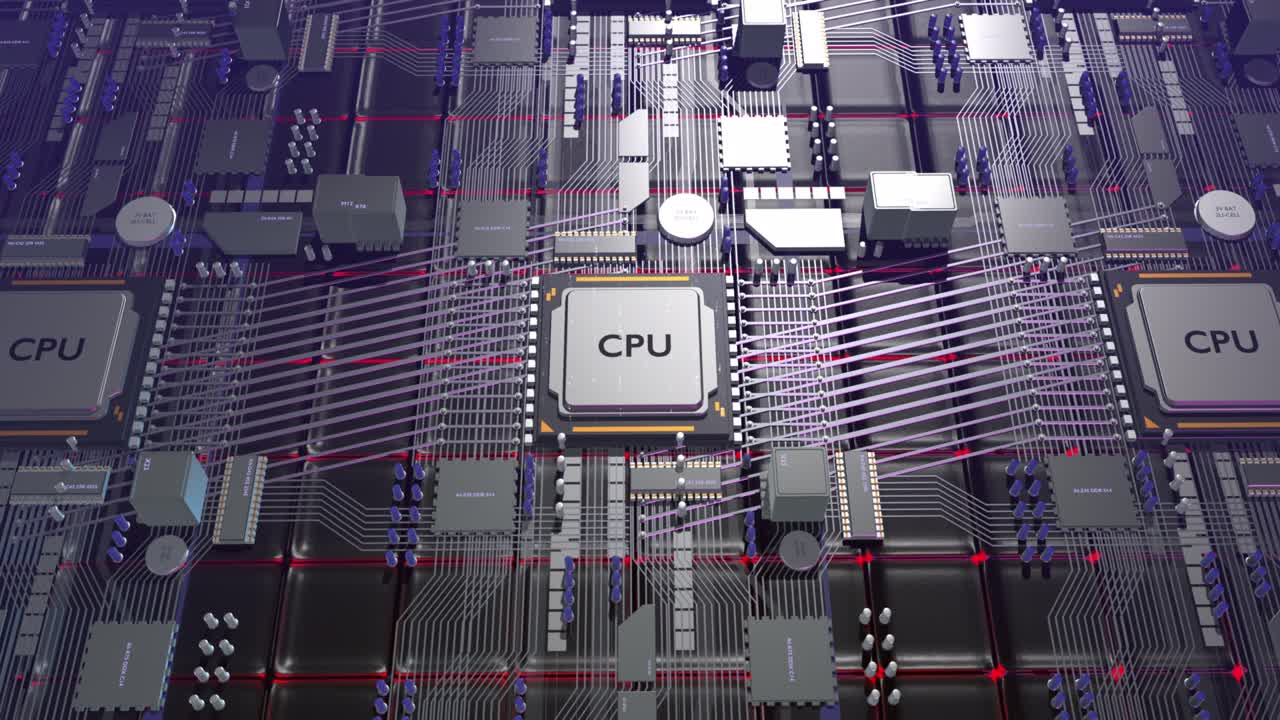 Powerful Server CPU Processor Computing Data. AI Neural Networking.