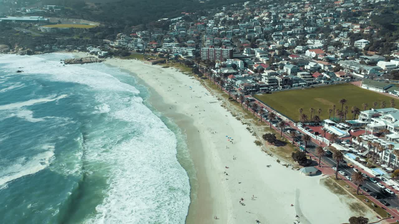 Aerial view of Camps Bay beach in Cape Town, South Africa