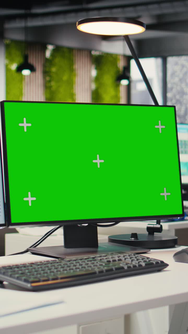 Vertical Video Empty professional office includes analytics tools and isolated display