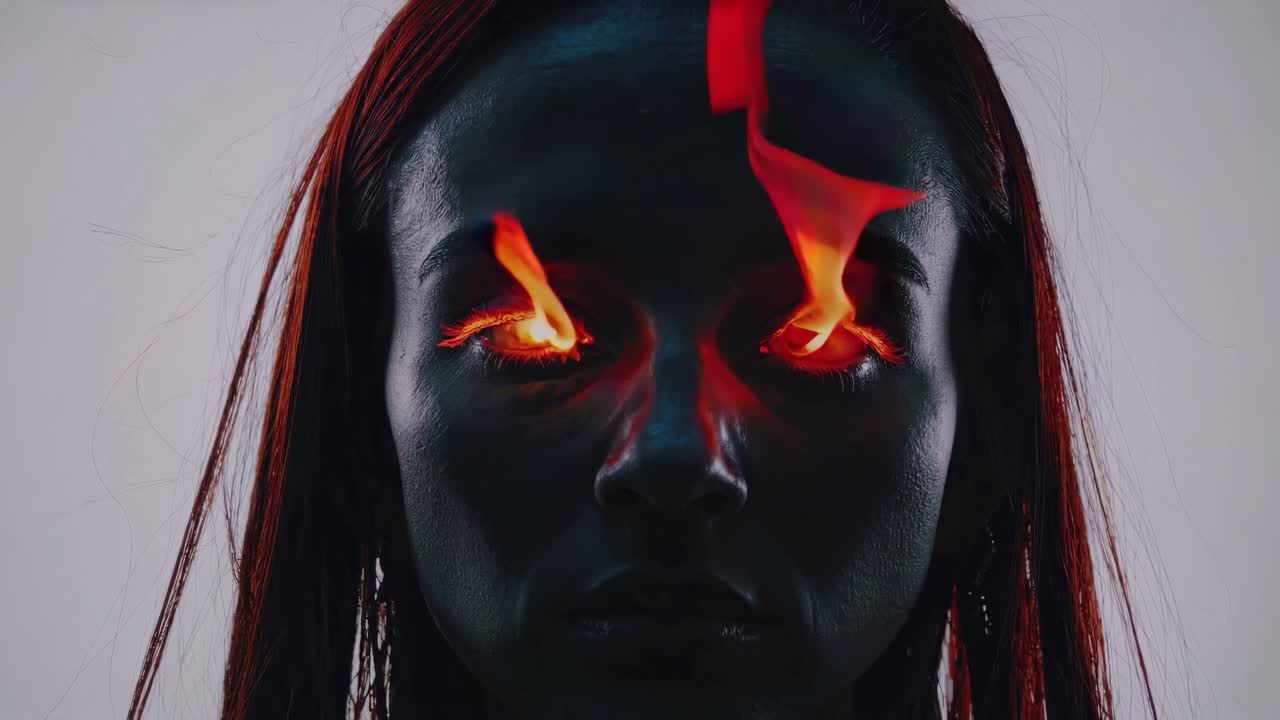 mujer con ojos de fuego