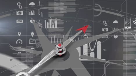 animation of compass and data processing