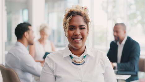 Face-of-a-business-black-woman-in-office-meeting