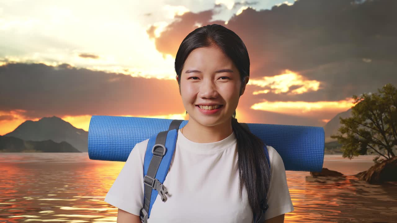 해가 지면 산책 하는 여자