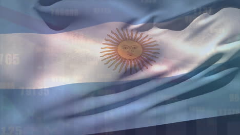 Animación-Del-Procesamiento-De-Datos-Financieros-Sobre-La-Bandera-De-Argentina