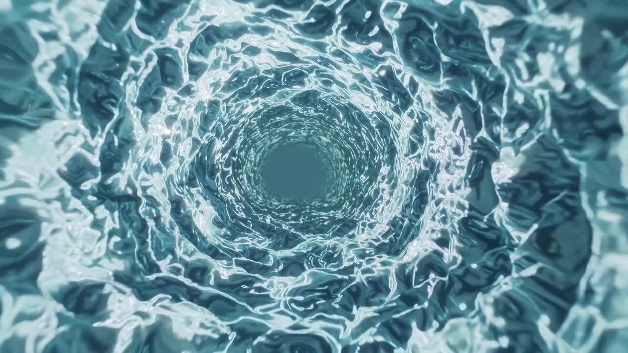 Flowing water creates mesmerizing patterns in a swirling vortex, showcasing the dynamic movement and depth of liquid in a captivating visual sequence