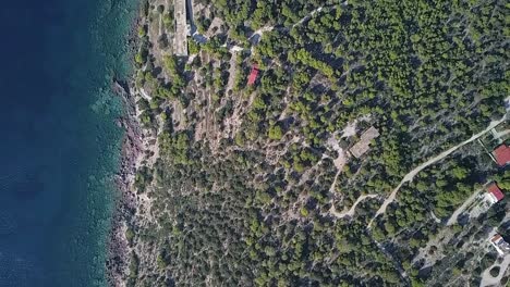 forward straight down drone shot over the island of aigina in greece