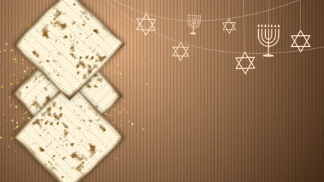 animation with matzah, star of david and menorah. passover symbols of judaism. looped video.
