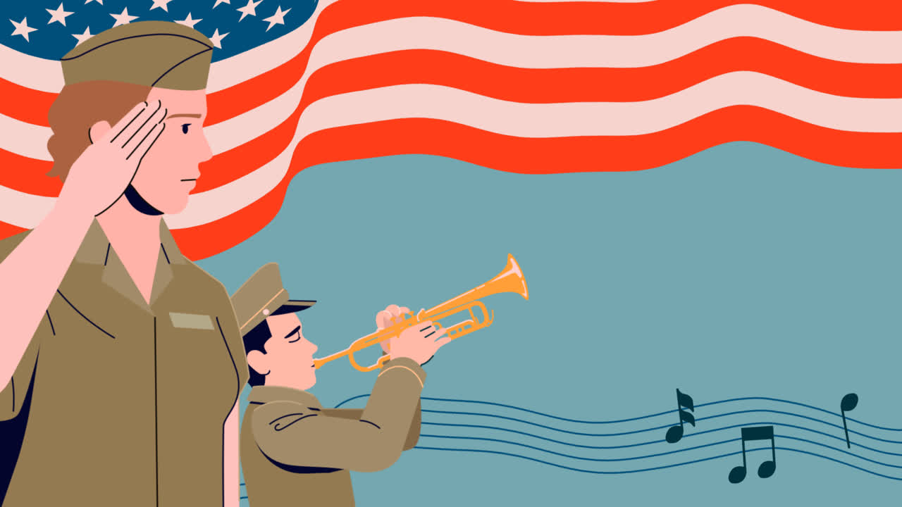 평평한 참전용사 날 인스타그램 게시물 컬렉션의 애니메이션