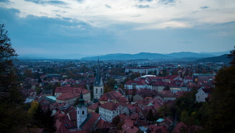 ljubljana aerial sunset with castle