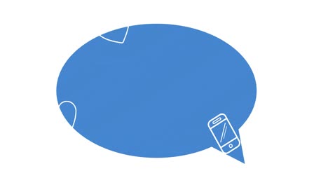 animation of blue speech bauble over white background