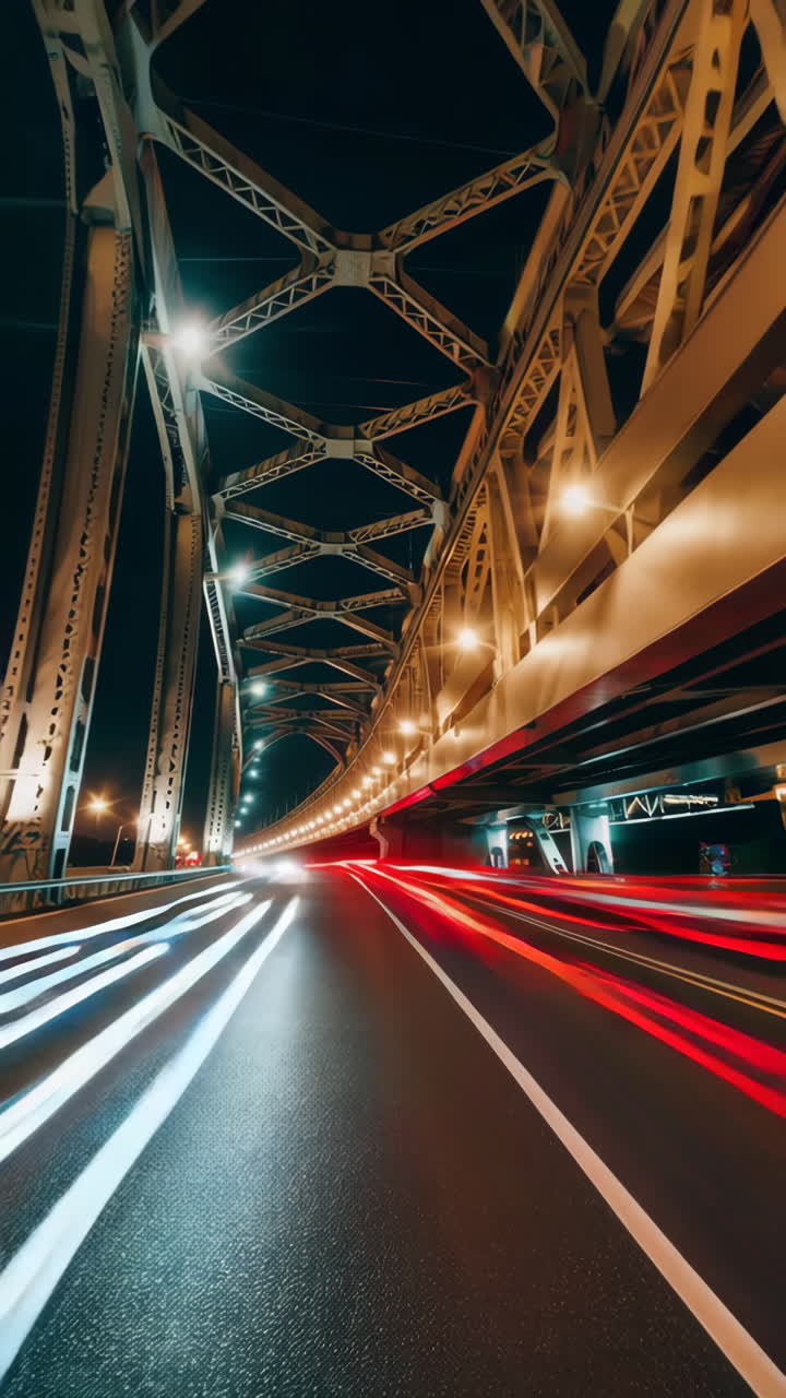 Night Bridge with Dynamic Light Trails