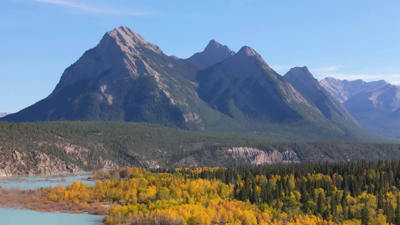 Beautiful Fall Colors With Mountains at Abraham Lake Alberta