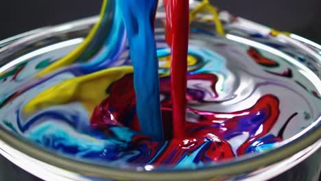 colorful paint pouring experiment