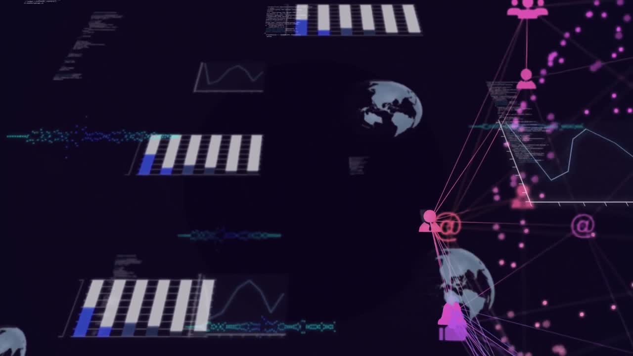 Animation of data processing and scanning on screen