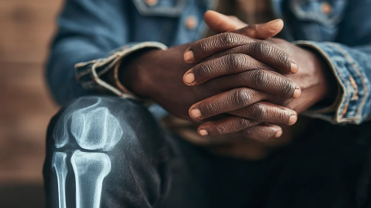 A Captivating Contrast: The Intriguing Intersection of Human Anatomy and Daily Life Illustrated Through X-ray Imaging of a Knee in a Casual Setting