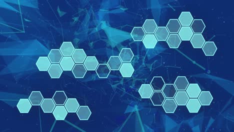 animation of shapes moving over blue background
