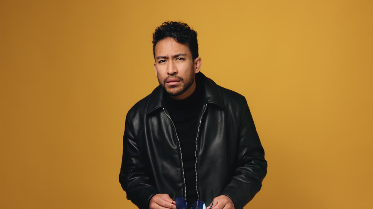 Man in leather jacket