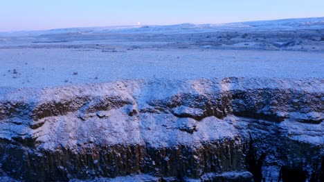 aerial view of frozen gulfoss waterfall in iceland with wild river