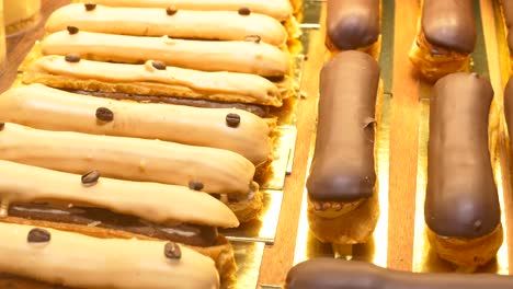 assorted eclairs display