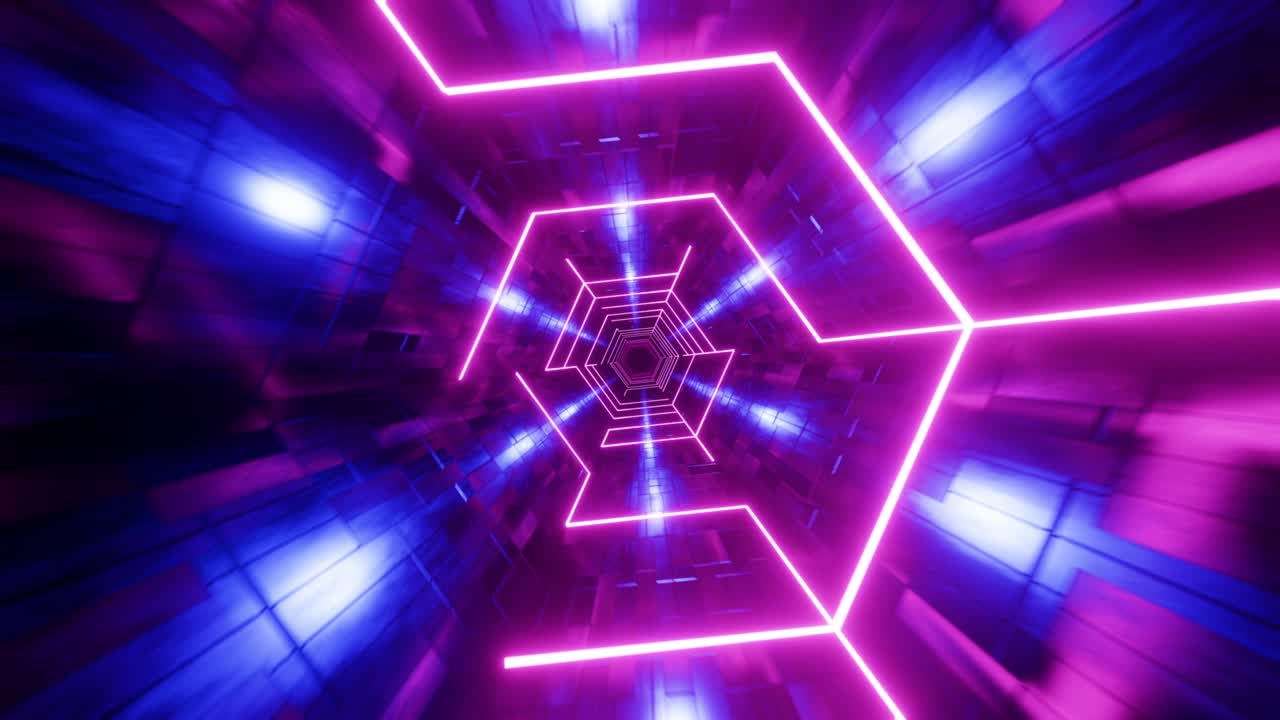 volare attraverso un tunnel con barre viola. animazione a loop infinito.