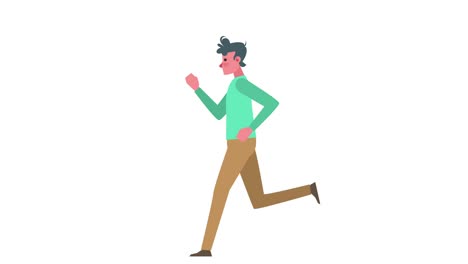 Flat Cartoon Cute Man Character Run Cycle Isolated Loop 2d Animation