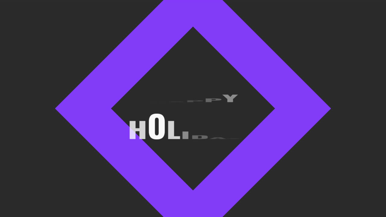 brillantes diamantes púrpuras felices vacaciones en letras blancas