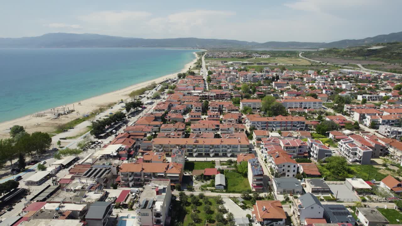 Ofrynio Beach, Tuzla Greece, Aerial View of Residential Building Developed Land,