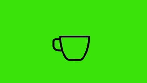 coffee line icon animation on the green screen.chroma key. useful for website, banner, greeting cards.4k