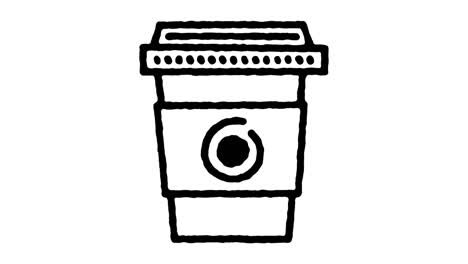 take away coffee sketch line icon animation