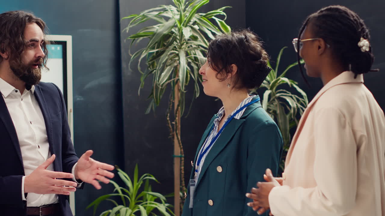 Staff members from business organization are discussing interest in new projects