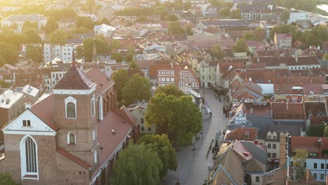 vilnius street in kaunas, drone aerial view